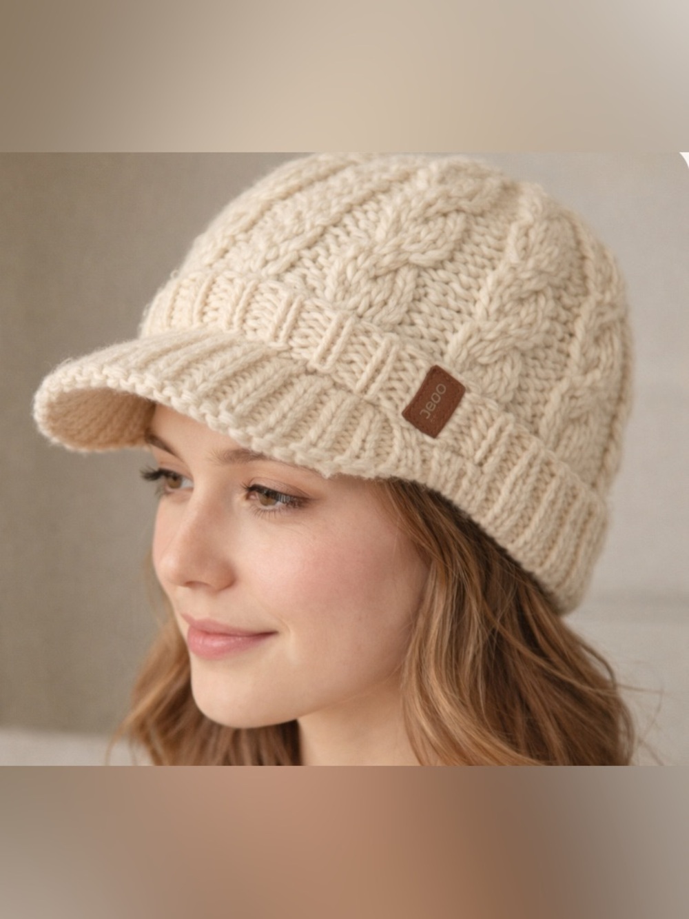 Coal Cream Cable Knit Beanie Cozy Cottagecore Cabincore OS Knit Hat Fall Winter